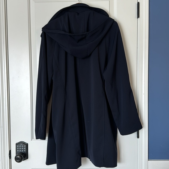 London Fog Collection Women's XXL Snap Navy Blue Raincoat-Detachable Hood Lined - Picture 10 of 14